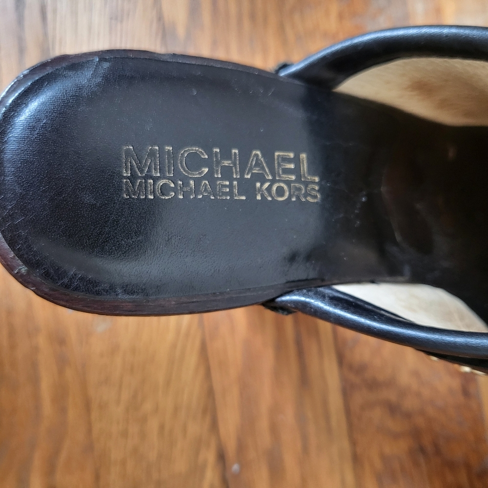 Michael Kors Horton gold studded black leather mule clogs size 8 - Picture 7 of 8